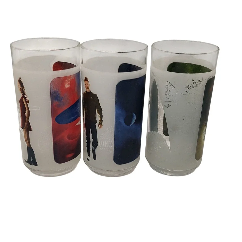 Star Trek Glasses Cups Collectors Set Burger King Exclusive‎ 2009 Three Set SEE